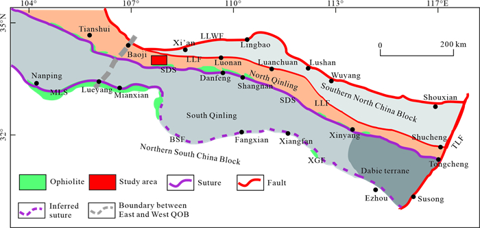 a) Schematic geological map of North Qinling orogenic belt